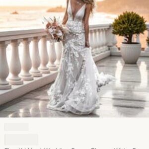 Wedding dress /Elegant White Floral Lace Gown
